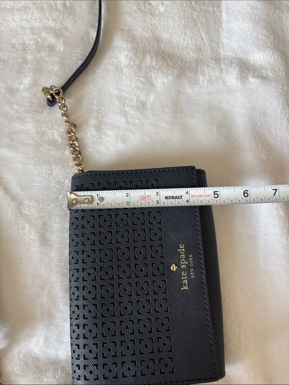 Kate Spade Navy Crossbody Bag with Gold Chain